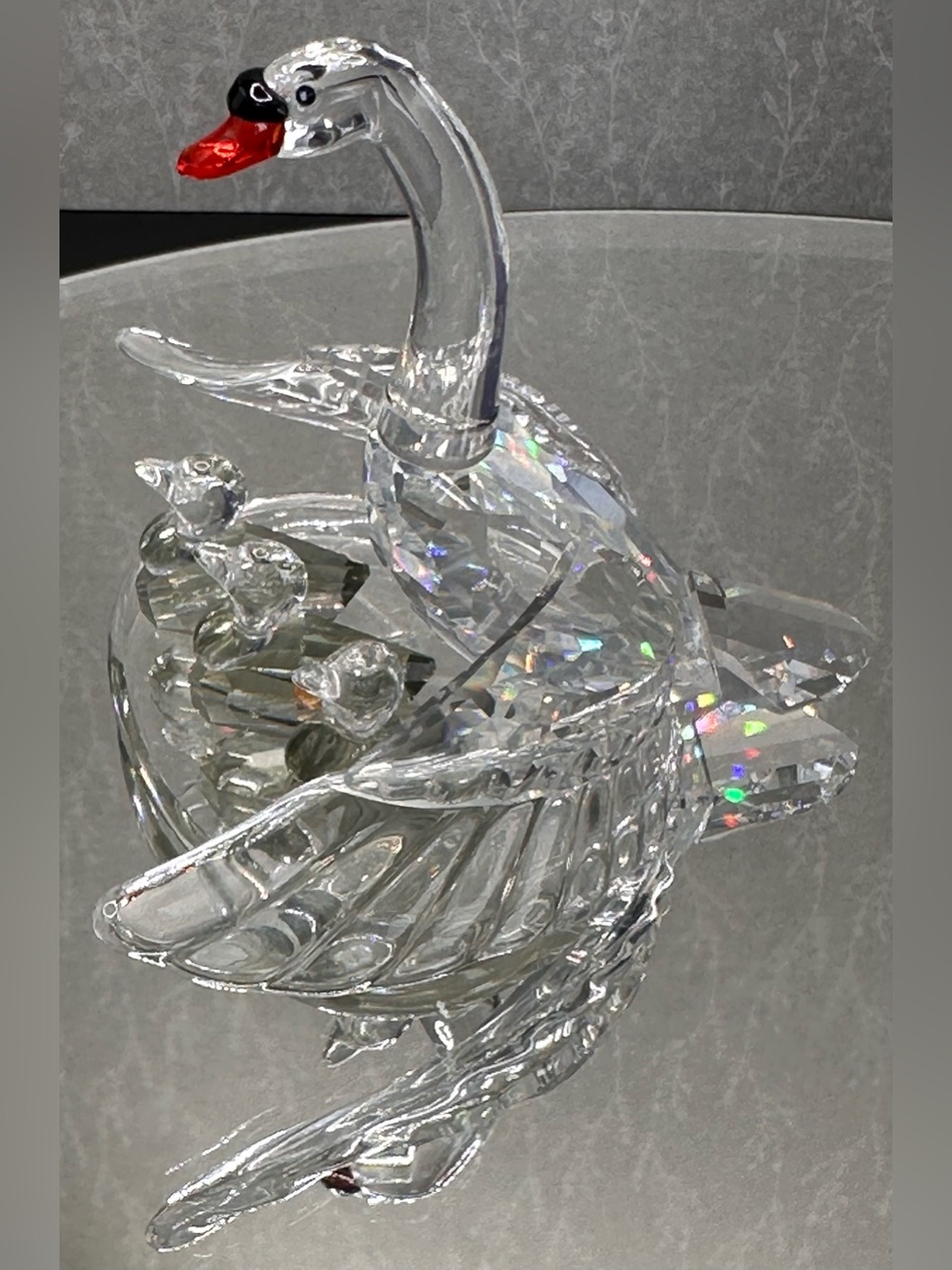 SWAROVSKI SWAN FAMILY Retired Crystal 2.75" with Box! Austria #243-373